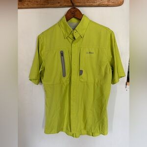 L.L. Bean Short Sleeve Button-Down in Bright Lime